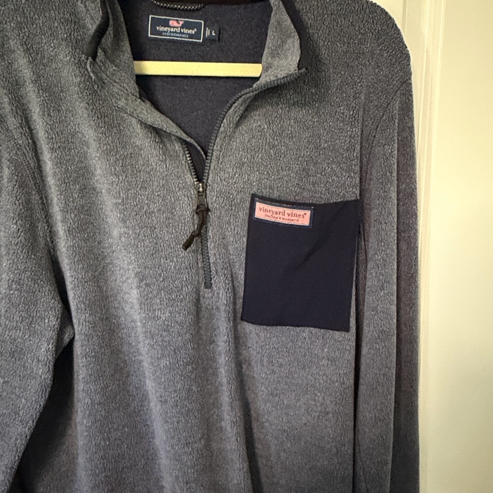 Vineyard Vines Men's Navy Sherpa-lined Quarter-Zip - Picture 5 of 6